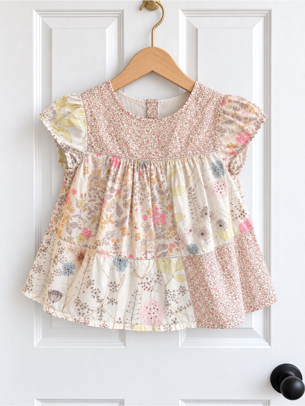 Bonpoint Girls 18M Floral Patchwork Cotton Blouse Top